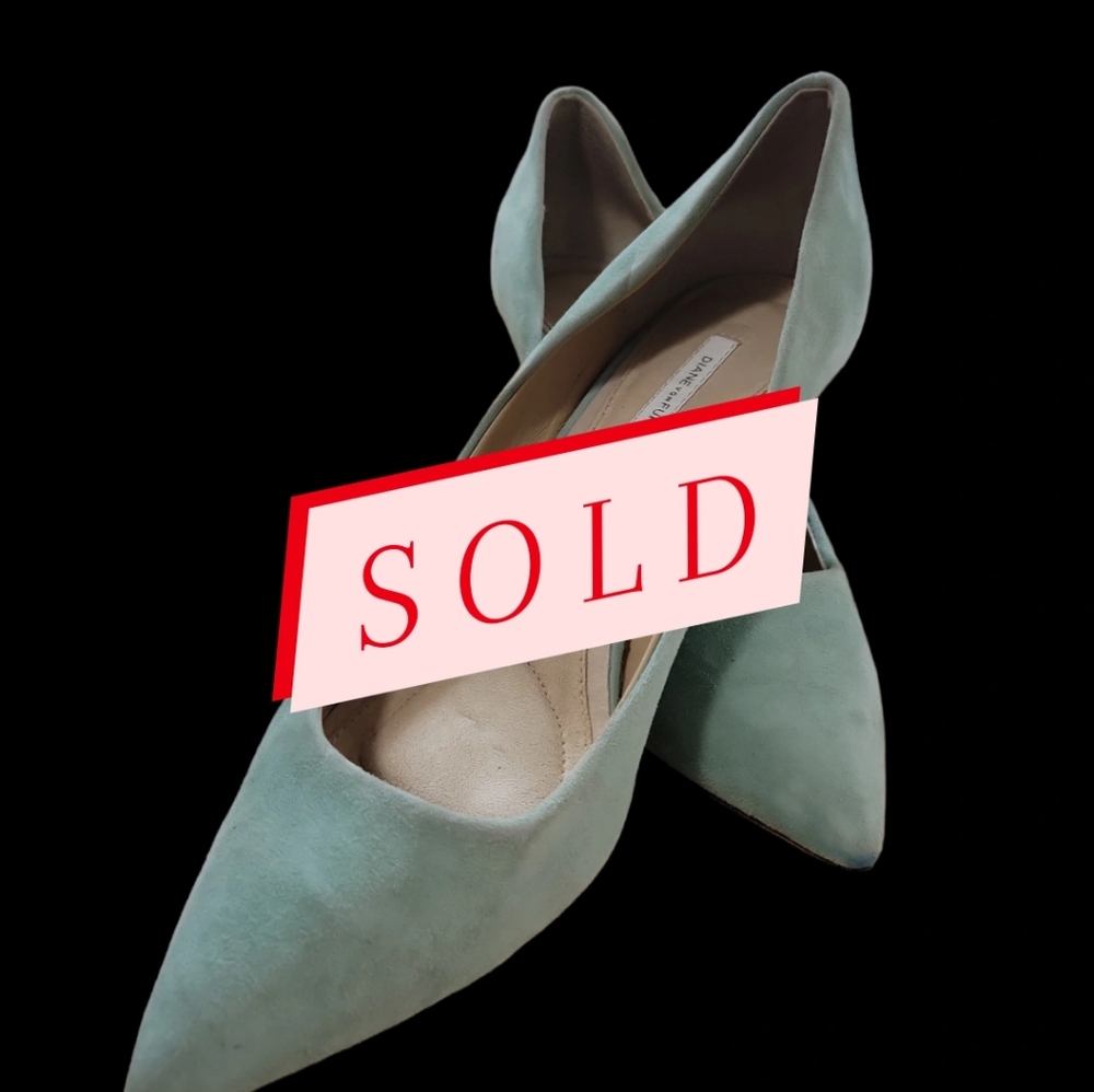 Diane Van Furstenberg Light blue suede pumps. Very pretty and comfy.